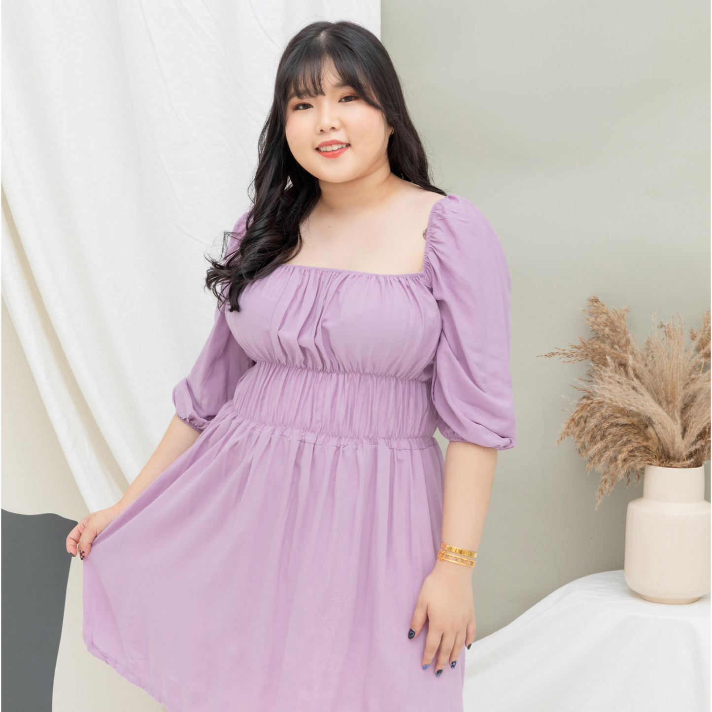 GABRIELLE SYRIA DRESS - LILAC-Juneoesque-Plus Size Clothing