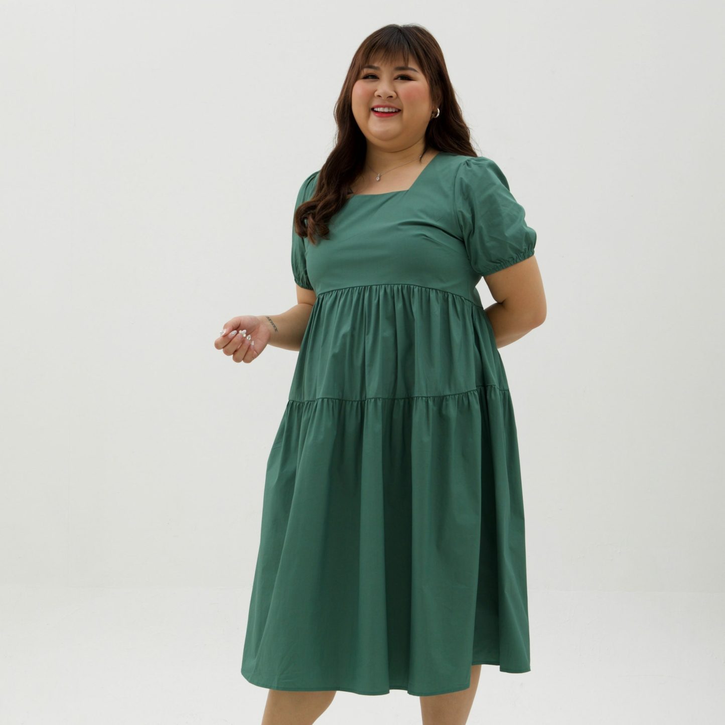 DAHLIA ALPHINE DRESS – GREEN-Juneoesque-Plus Size Clothing