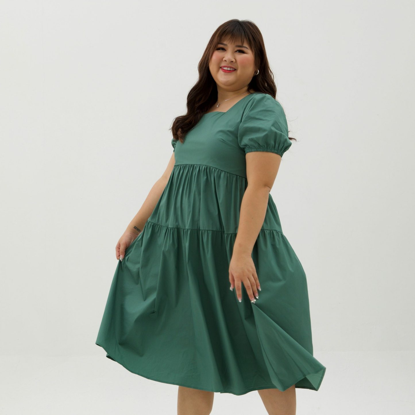 DAHLIA ALPHINE DRESS – GREEN-Juneoesque-Plus Size Clothing