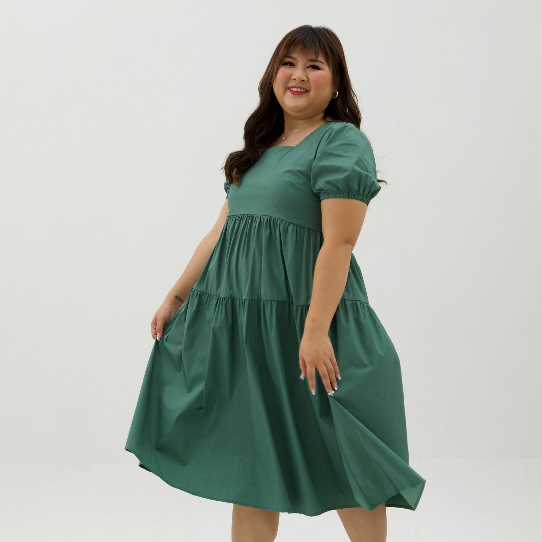 DAHLIA ALPHINE DRESS – GREEN-Juneoesque-Plus Size Clothing