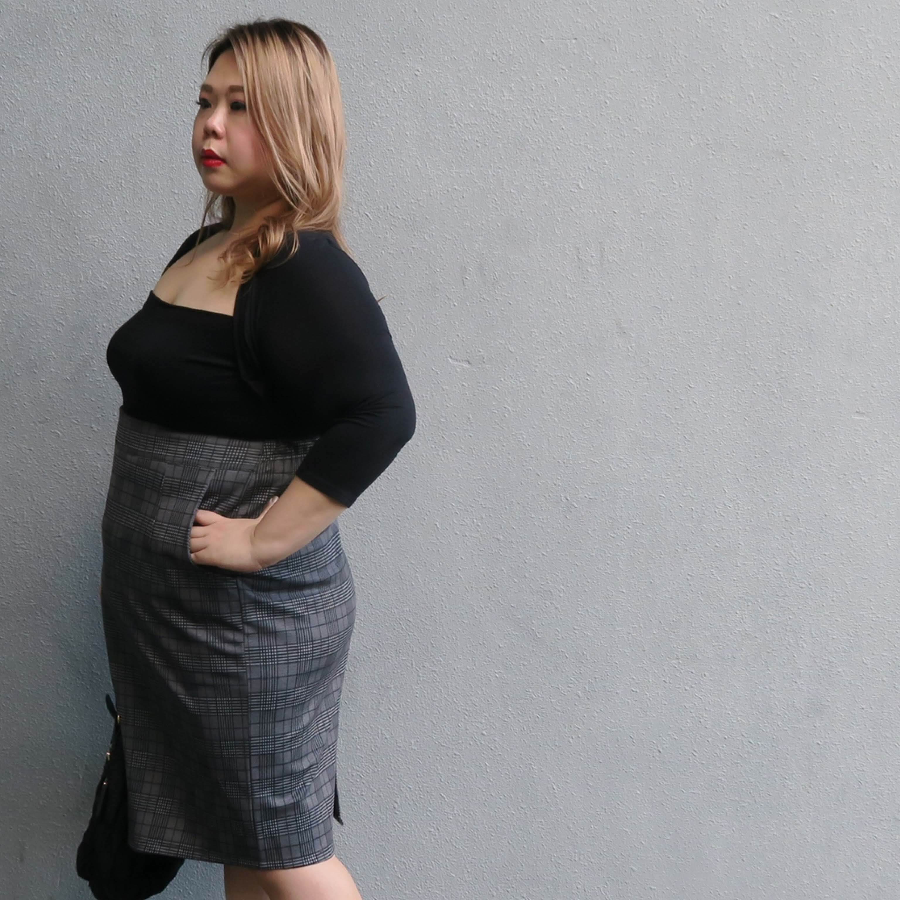 Plus size gray pencil skirt sale