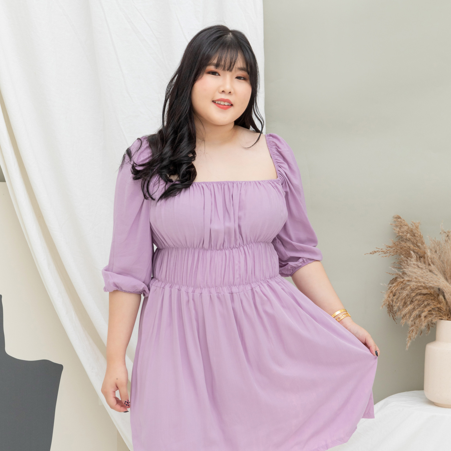GABRIELLE SYRIA DRESS - LILAC-Juneoesque-Plus Size Clothing