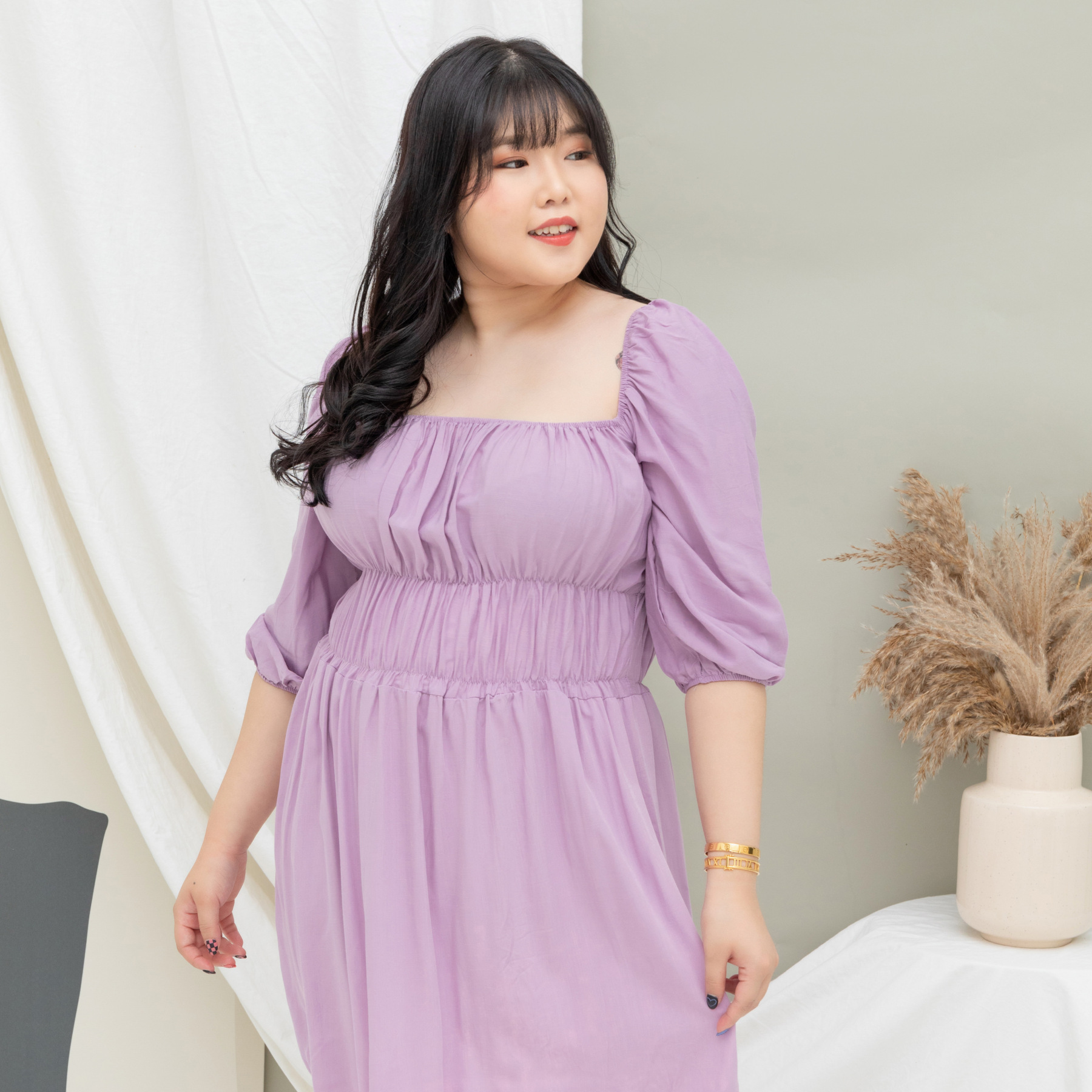 GABRIELLE SYRIA DRESS - LILAC-Juneoesque-Plus Size Clothing