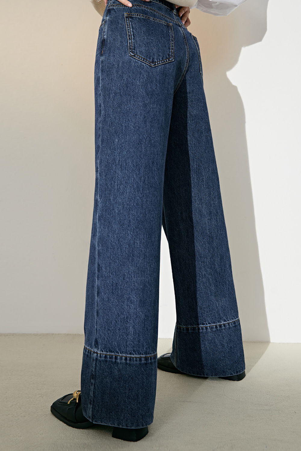 Broad color retro high waisted wide leg jeans Fall 2022 new loose slimming straight leg women's long pants