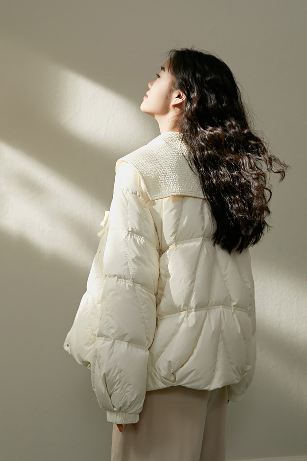 White light down jacket Autumn and winter Lapel Design Short Loose Jacket