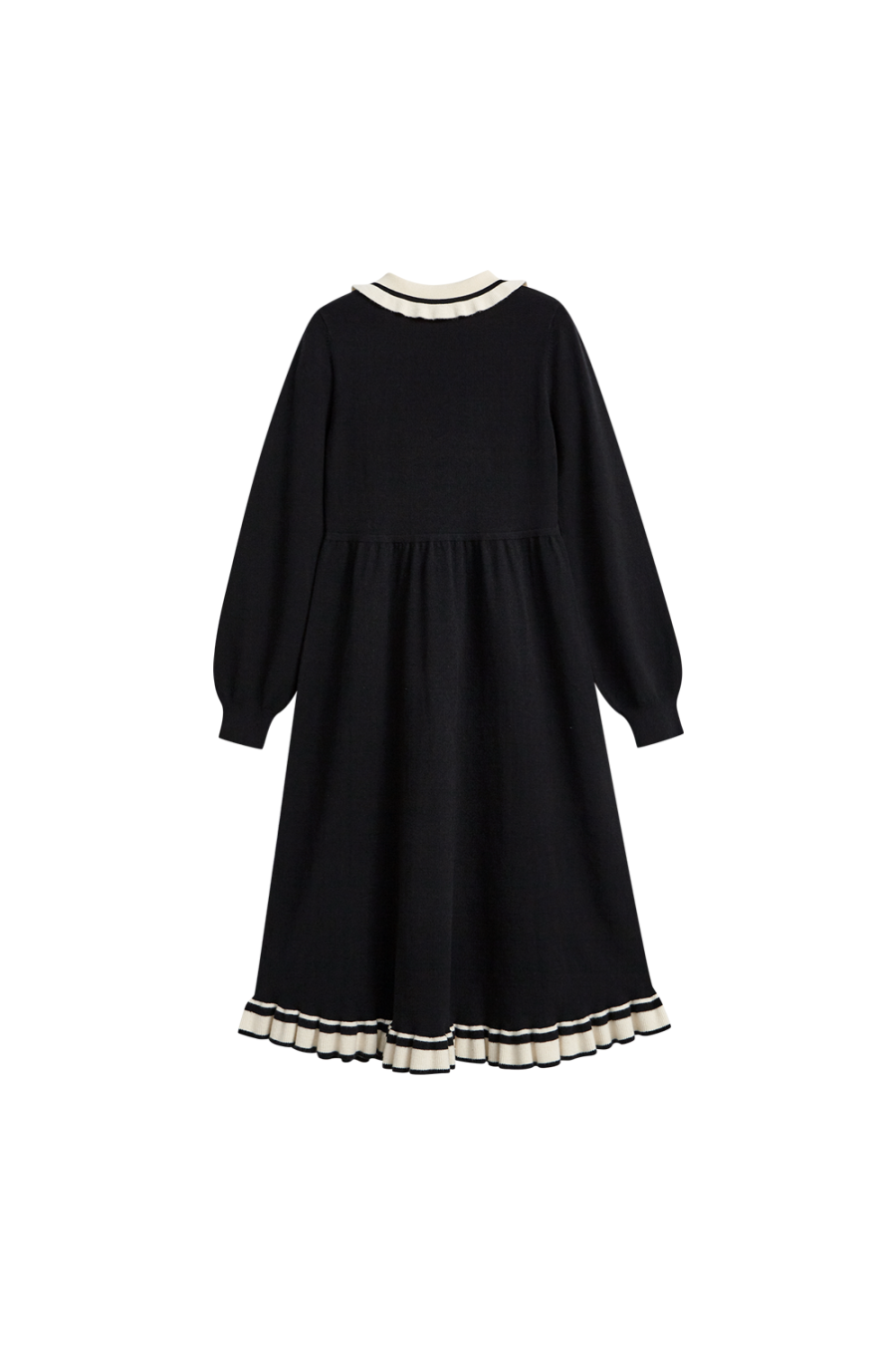 New black knit dress for autumn/winter women's long-sleeved French kni