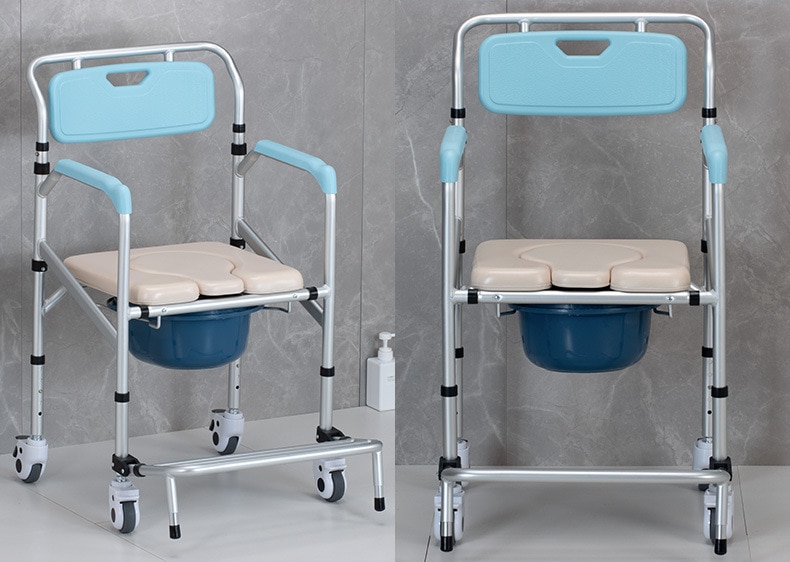BMC Adjustable Wheeled Mobile Elderly Bathroom Seat AntiSkid Bath