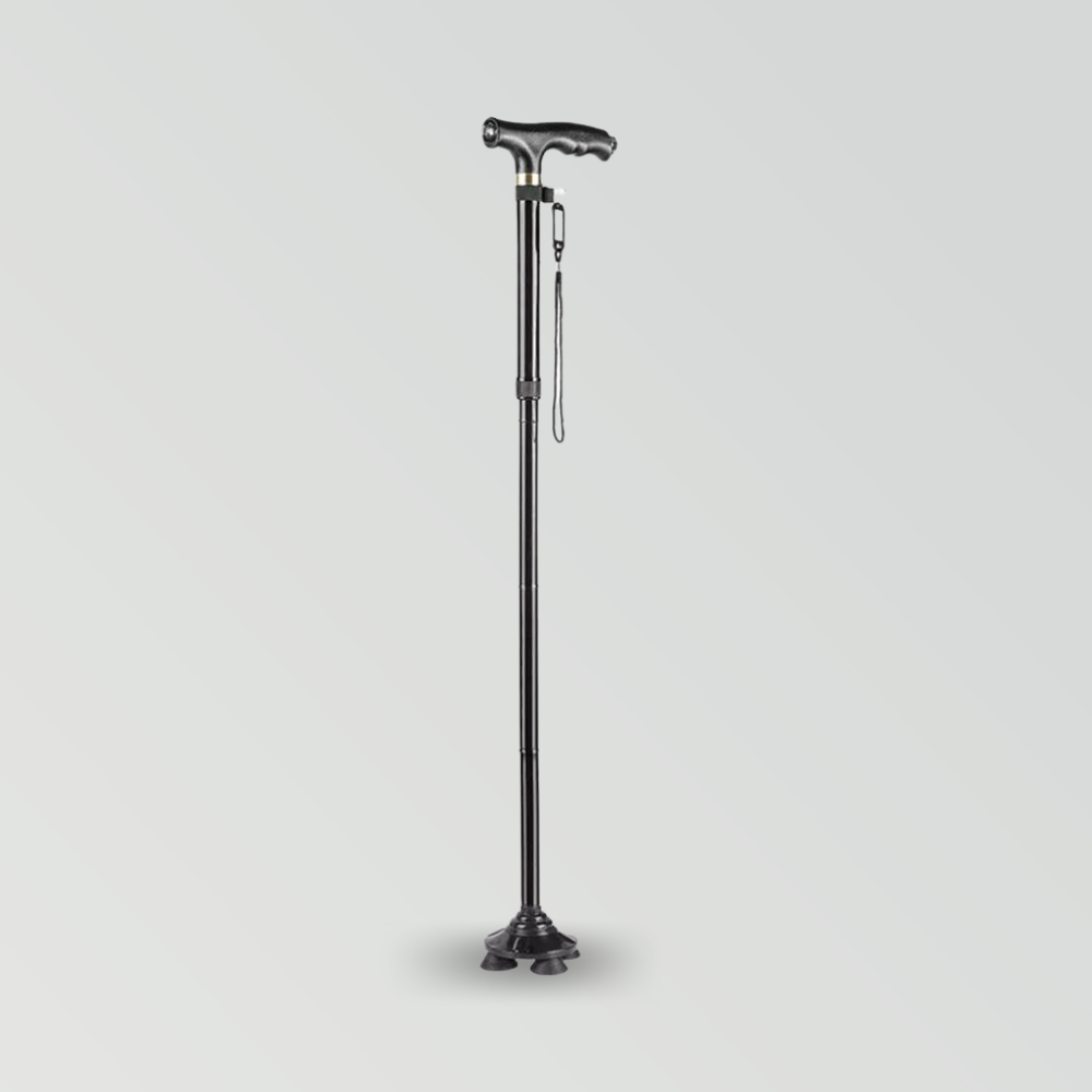 Aluminum Alloy Foldable Portable Walking Cane LED Anti Slip Telescopic Walking Stick for Elderly with Light Adjustable Height