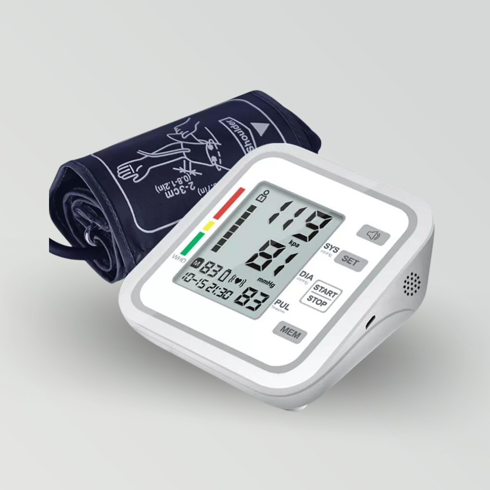 Blood Pressure Monitor Upper Arm Automatic Digital Sphygmometer BP Pulse Heart Rate Meter Large LCD Display English Broadcast