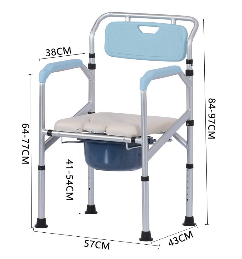 BMC Adjustable Wheeled Mobile Elderly Bathroom Seat AntiSkid Bath