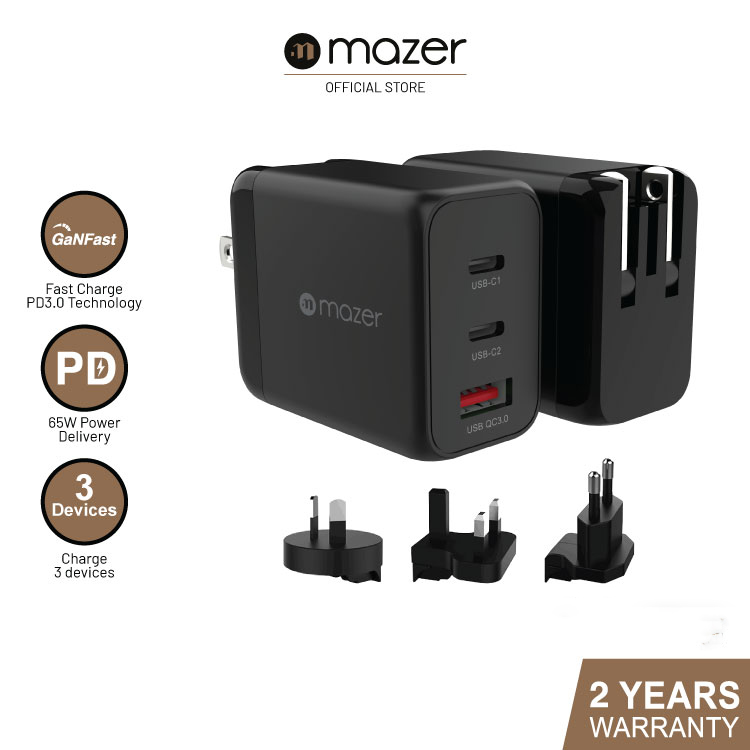 Mazer SuperMINI Wall Charger (PD65W-Travel Pin)