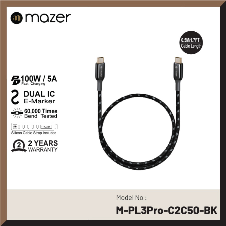 Mazer Infinite.LINK Pro 3 PD100W Cable USB-C to USB-C 0.5M