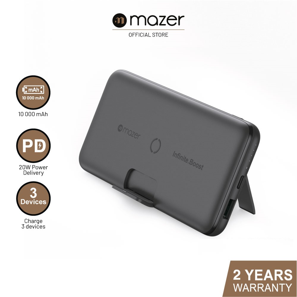 Mazer Qi Wireless 15W & PD20W 10000mAh Power Bank (10K For Wireless smarphones)