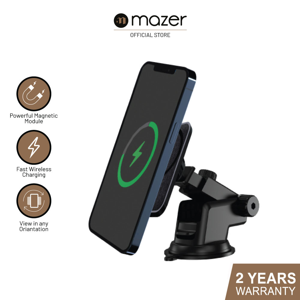 Mazer MagDRIVE MagSafe Compatible 15W Wireless Car Mount (Ultra thin Aluminium Plate)