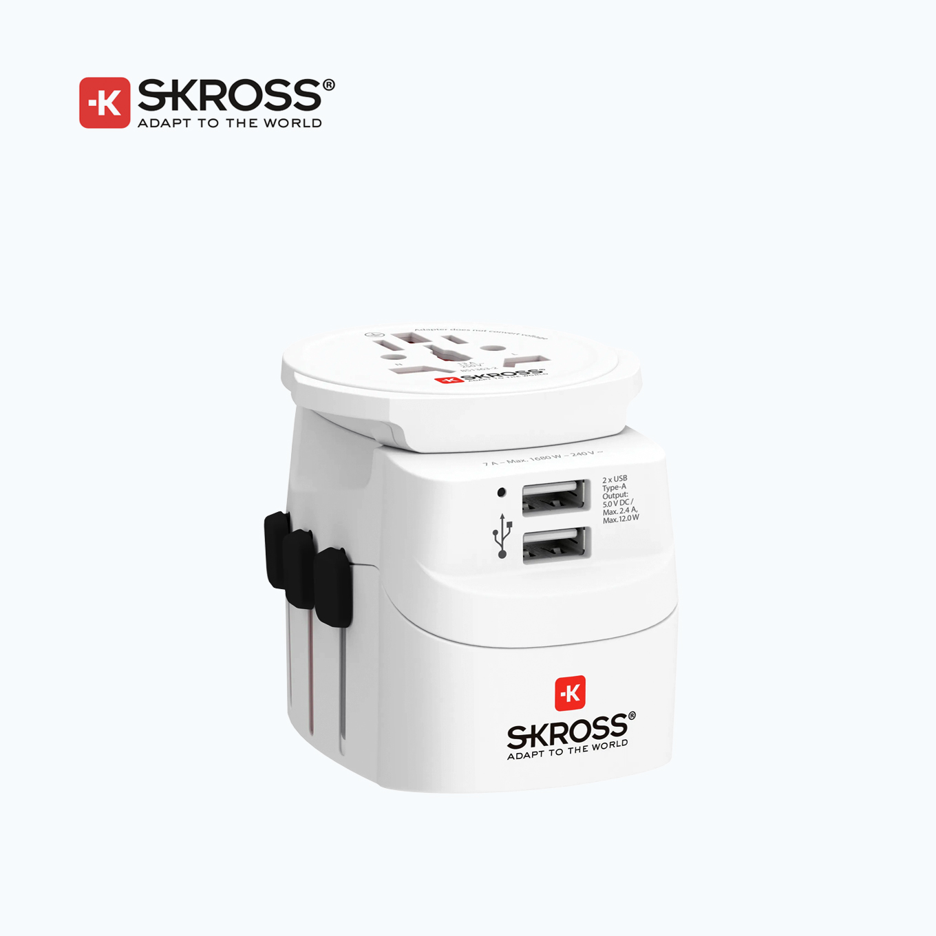 Skross PRO Light USB X2-World, 3 Slides Universal Travel Adapter with EU Adapter