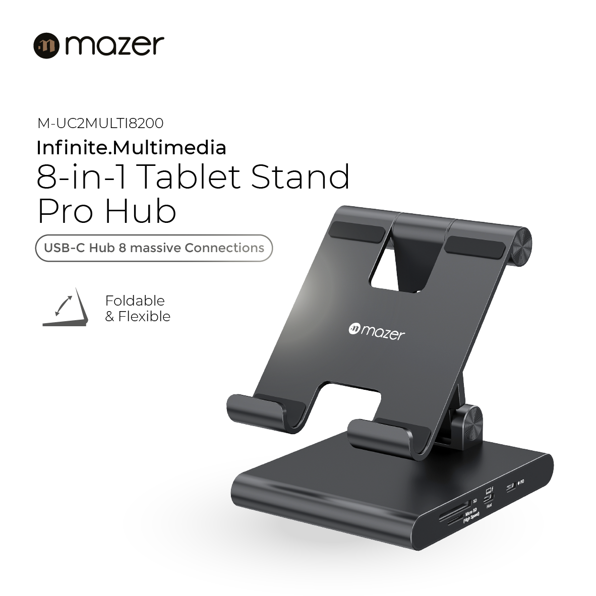 Mazer 8200 USB-C Hub (8-in-1, Tablet Stand)