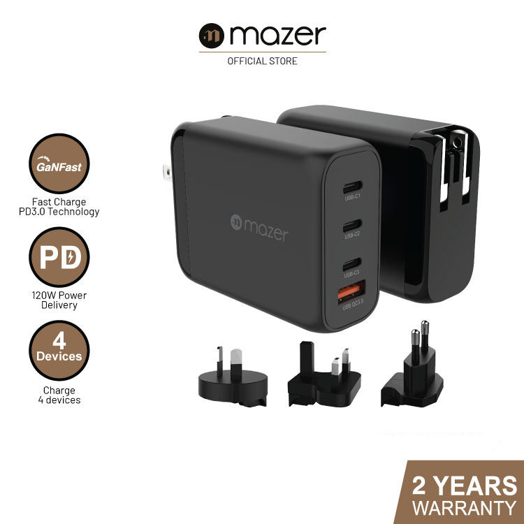 Mazer SuperMINI GAN120W Wall Charger (PD120W-Travel Pin)