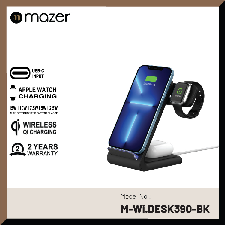 Mazer Infinite.BOOST Wi.DESK SWING-V2 25W Wireless charging stand (Apple Edition 3-in-1)