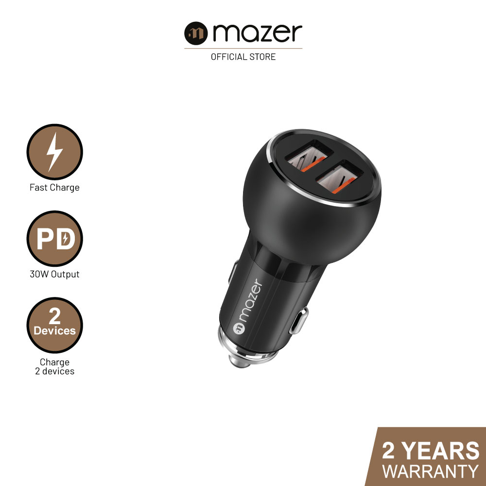 Mazer Infinite.BOOST Dual-QC3.0 36W Car Charger. (Dual USB-A Ports-36W)