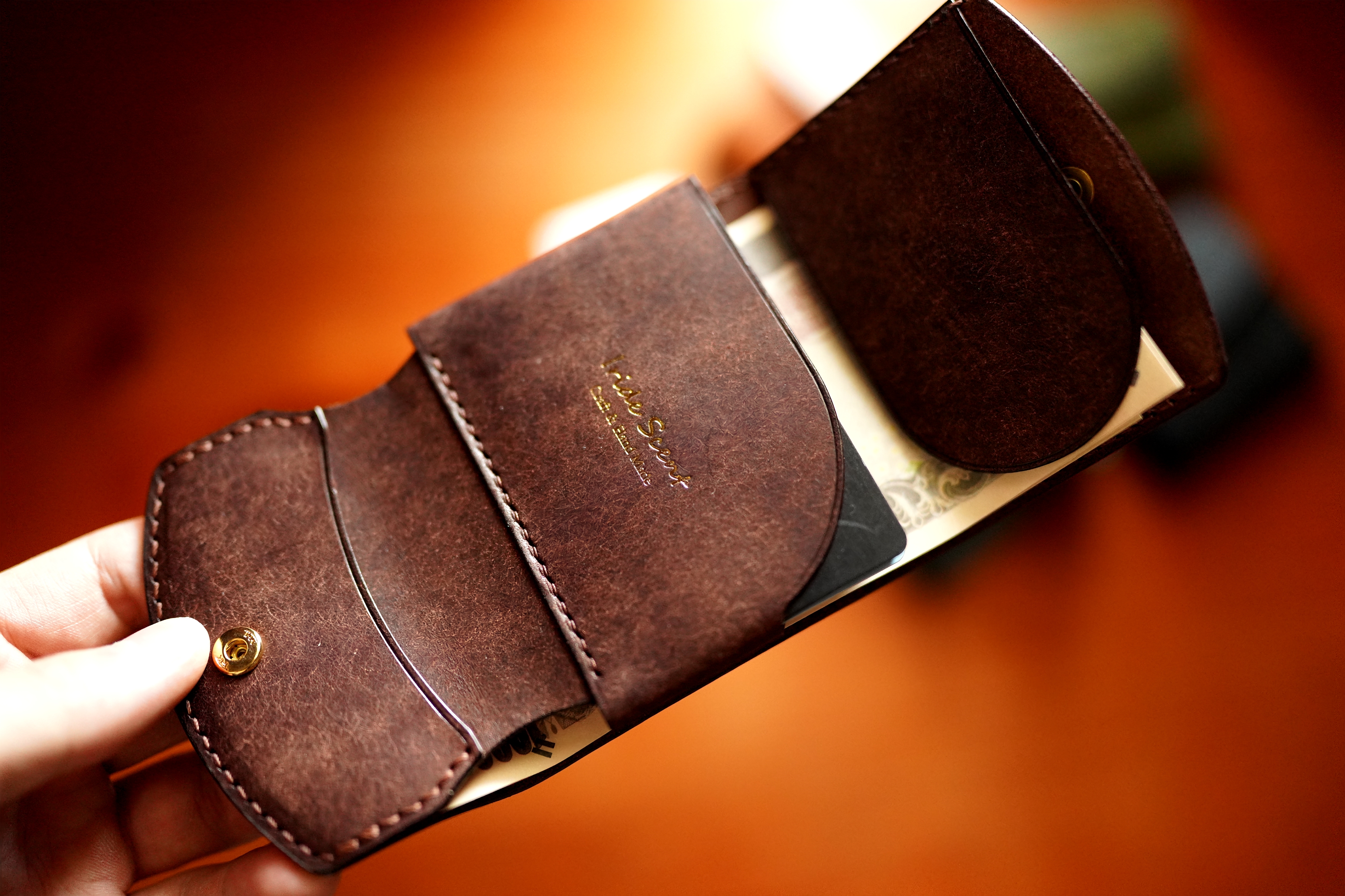 イタリアンレザー「プエブロ」三つ折り ミニ 小さい財布 