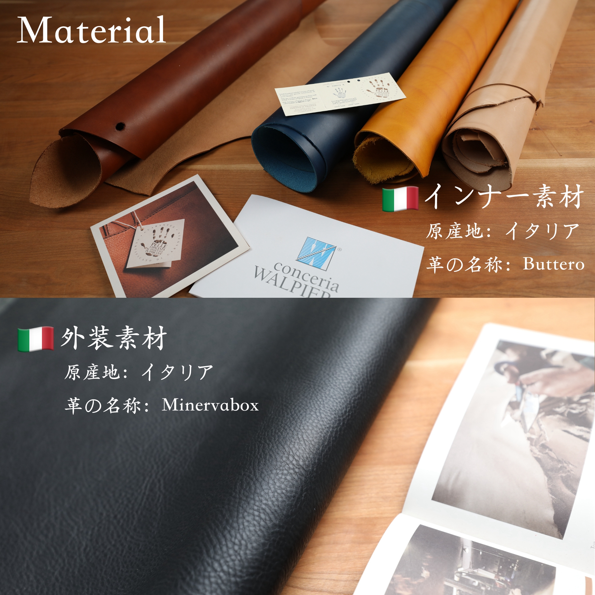 二つ折り財布 イタリアン レザー 大きく開く小さな 財布 Minervabox革 