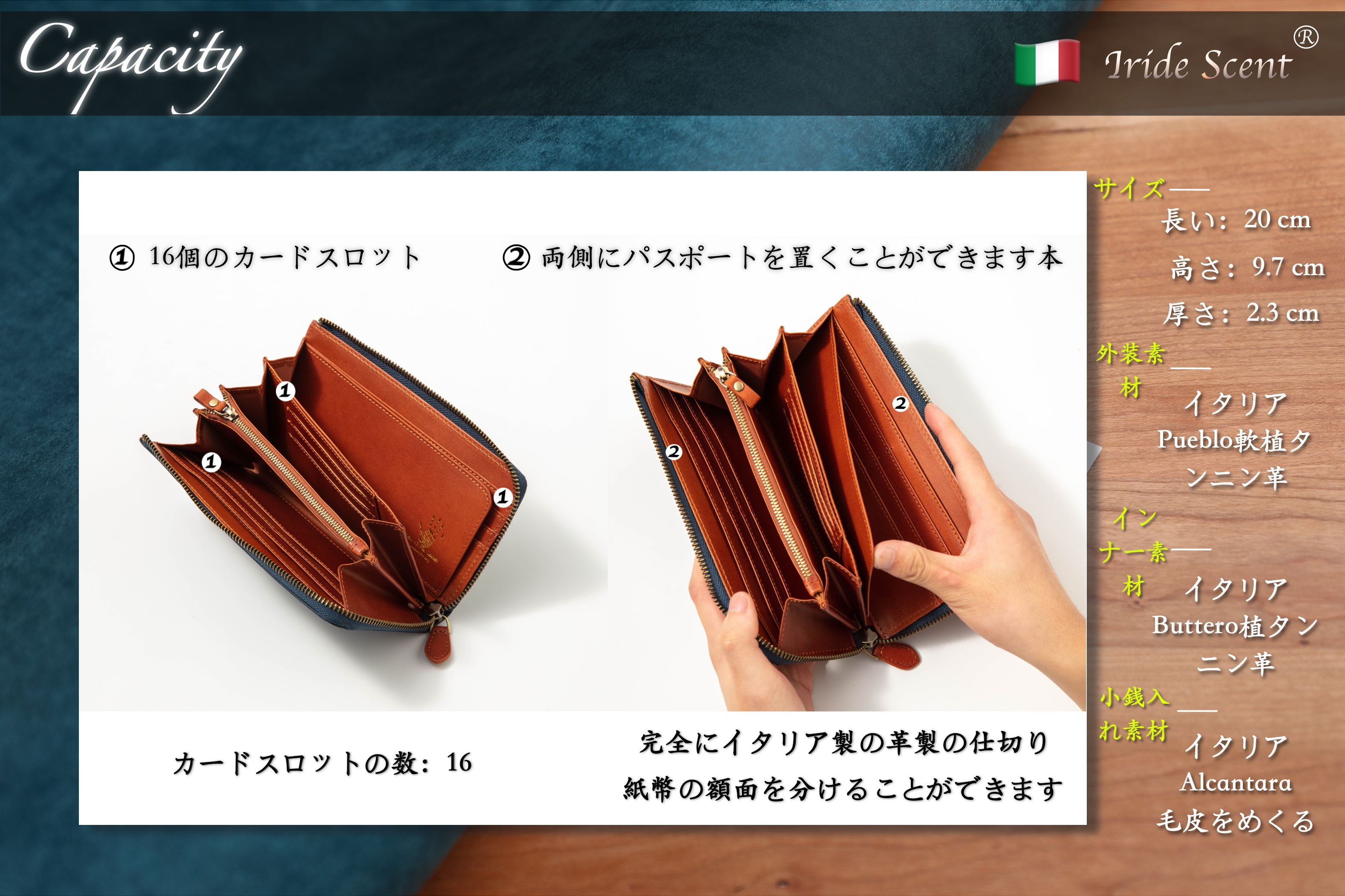  イタリアン レザー 財布 メンズ 長財布「プエブロ」