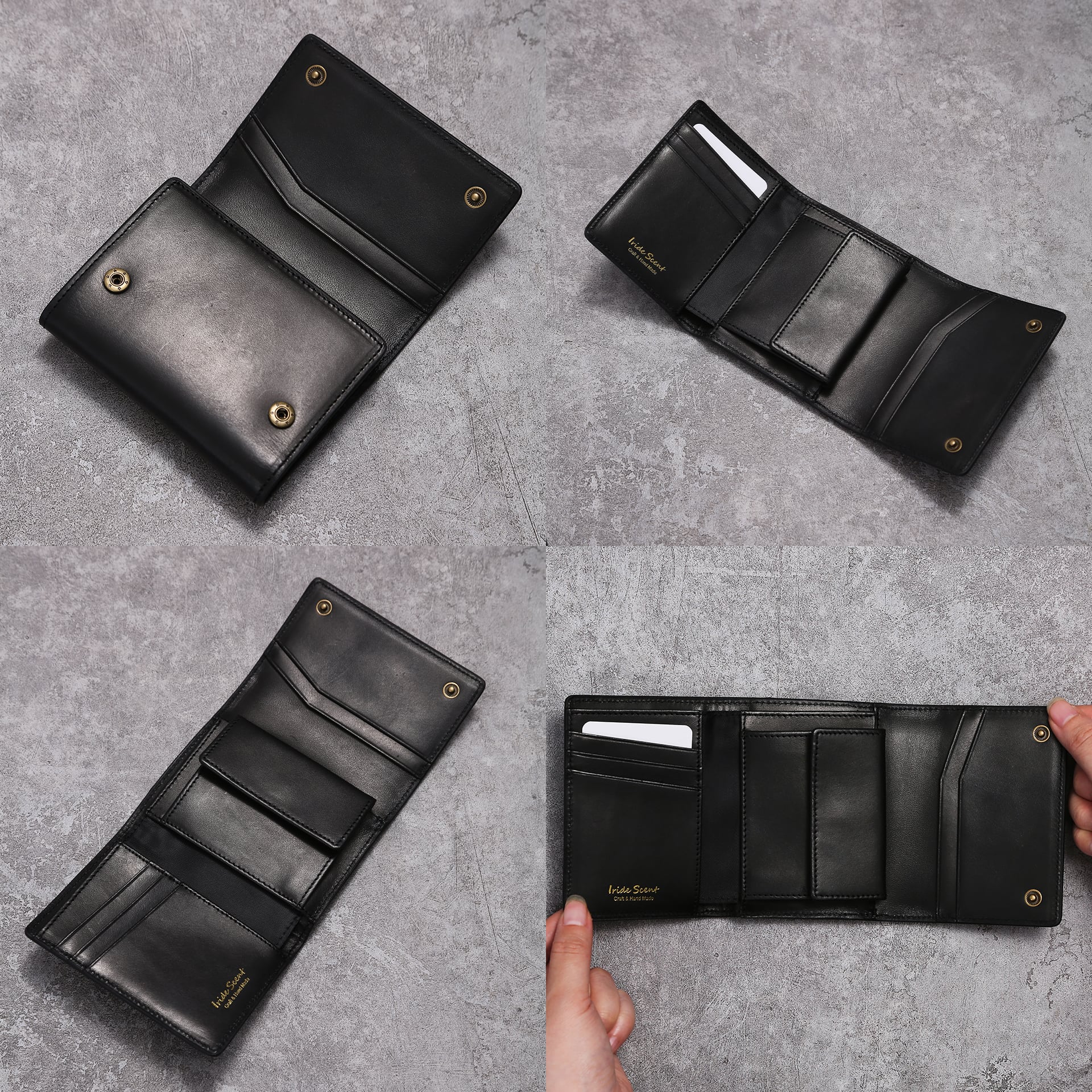 イタリアンレザー 三つ折り 小さい 財布 