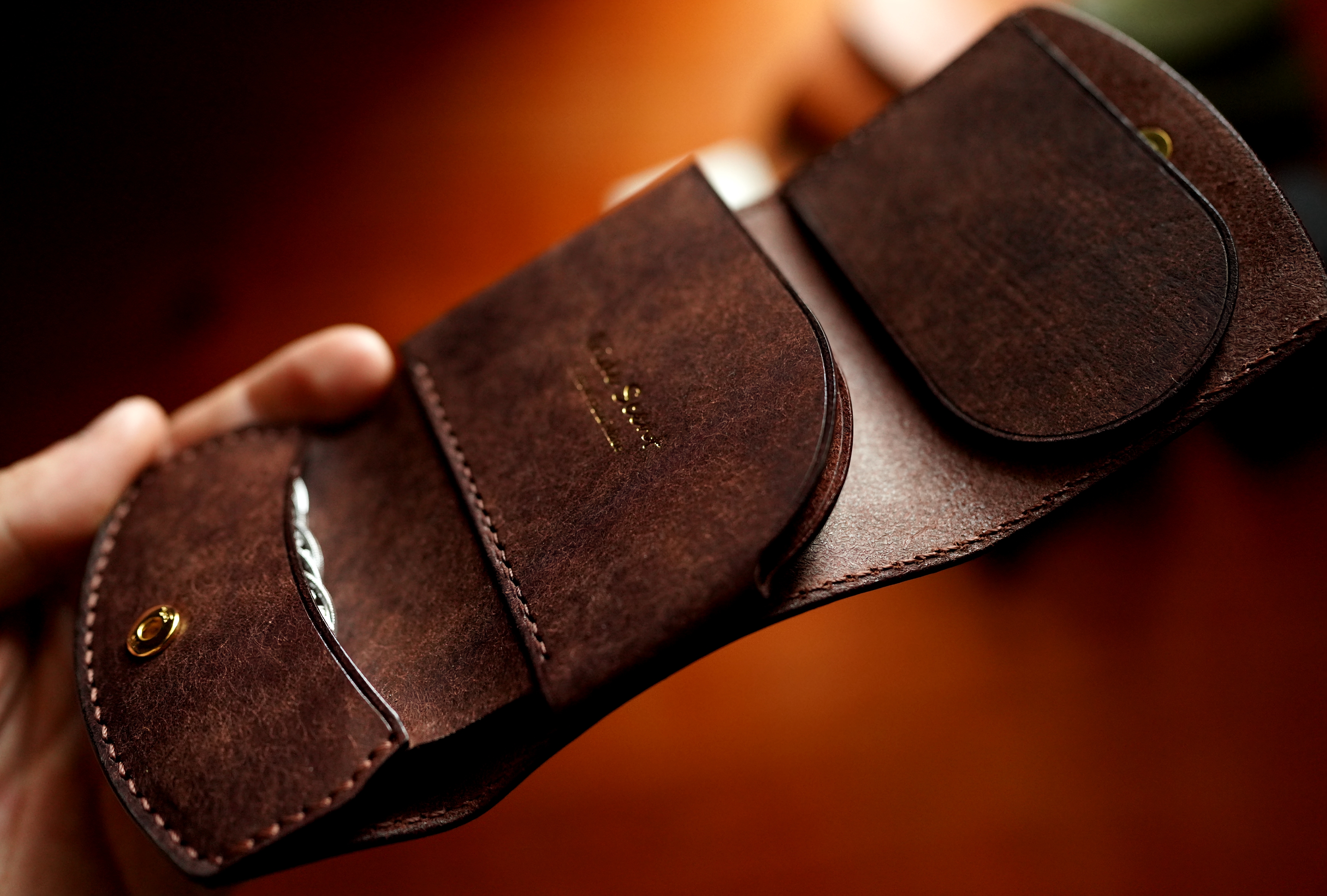 イタリアンレザー「プエブロ」三つ折り ミニ 小さい財布 