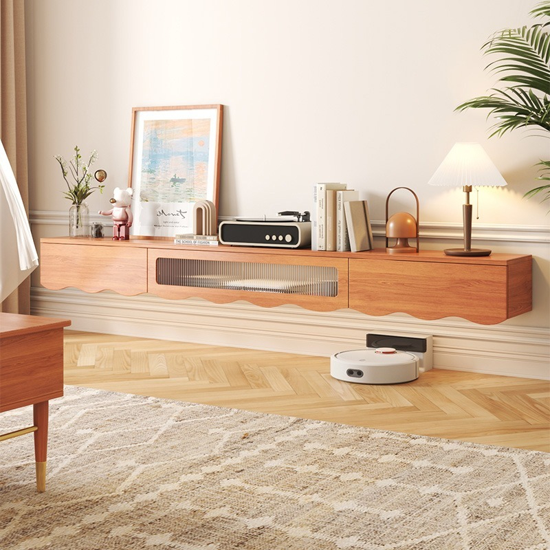 Japanese style wall-mounted floating TV cabinet wall cabinet small apartment modern minimalist living room home tea table TV cabinet combination.-Smart-Living