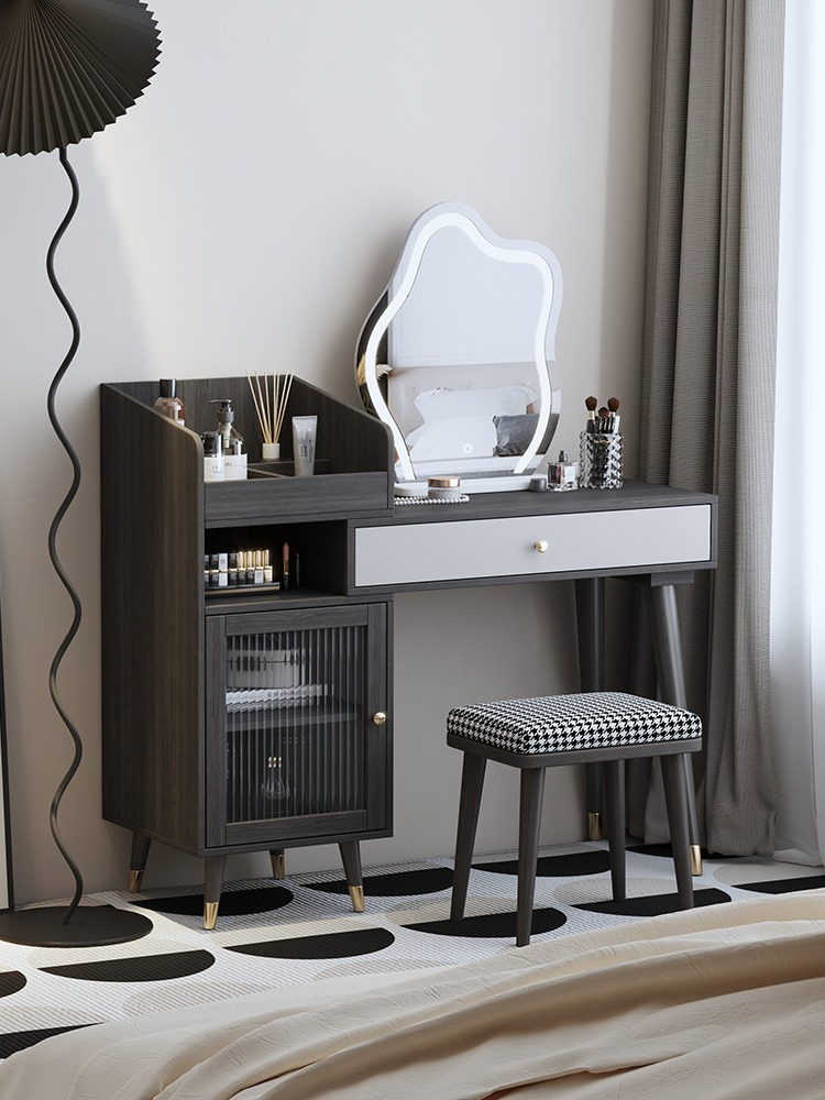 Small Apartment Dressing Table, Modern Minimalist, Extendable Makeup Table with Built-in Storage Cabinet, Bedroom Light Luxury, Multifunctional Vanity.-Smart-Living