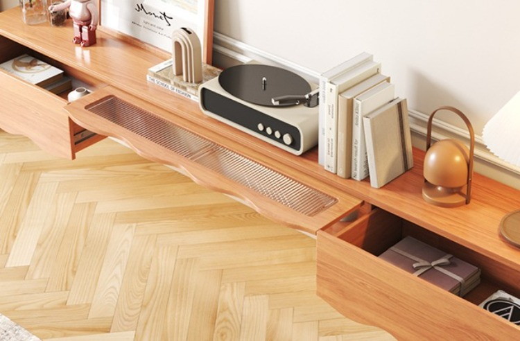 Japanese style wall-mounted floating TV cabinet wall cabinet small apartment modern minimalist living room home tea table TV cabinet combination.-Smart-Living