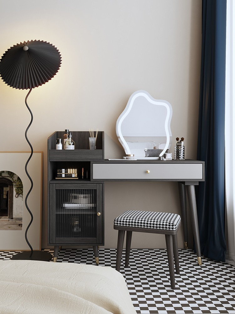 Small Apartment Dressing Table, Modern Minimalist, Extendable Makeup Table with Built-in Storage Cabinet, Bedroom Light Luxury, Multifunctional Vanity.-Smart-Living