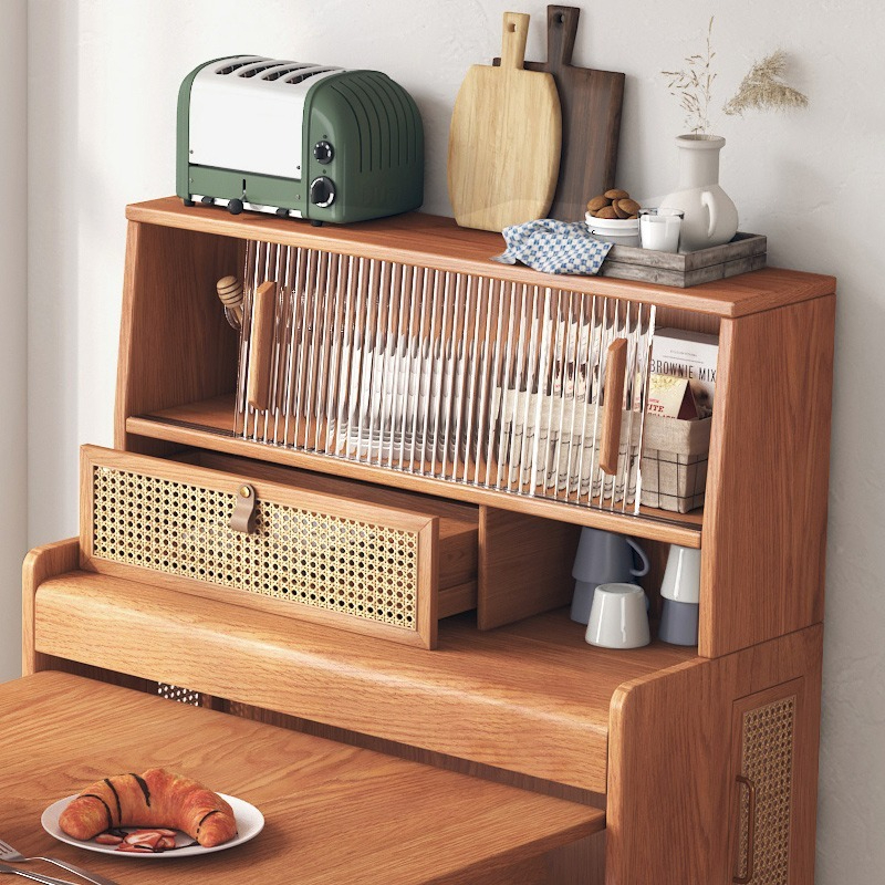 Japanese-style foldable dining table, household small apartment modern minimalist rectangular solid wood dining table and chair combination.-Smart-Living