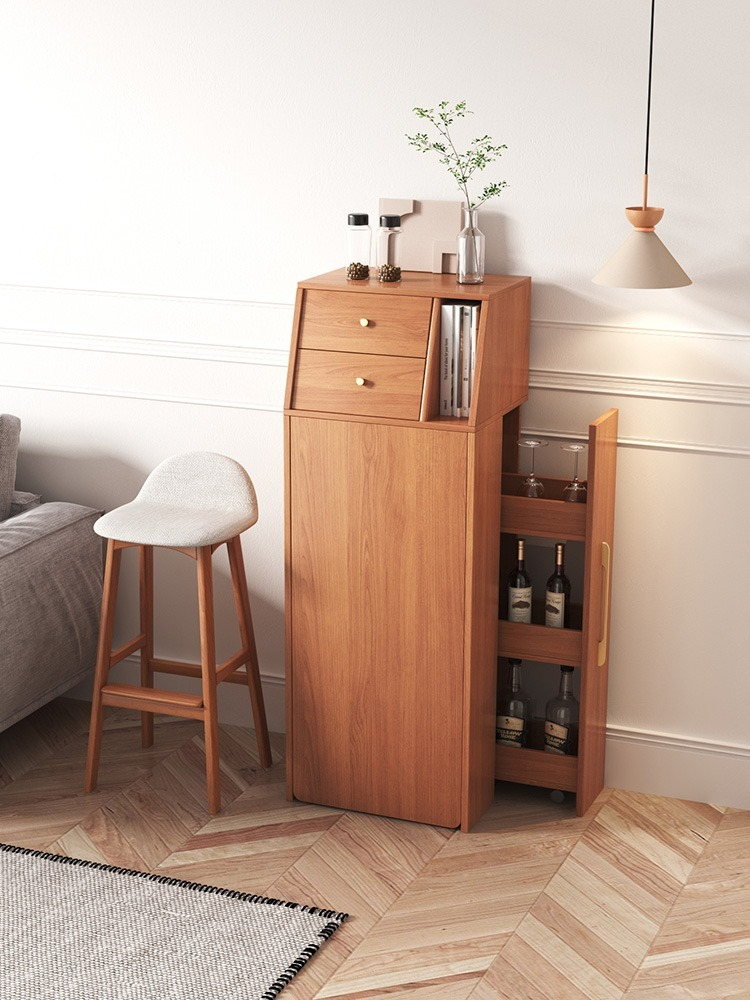 Modern minimalist folding bar table and dining table combination Nordic household small-sized living room divider high-footed table with storage wine cabinet-Smart-Living