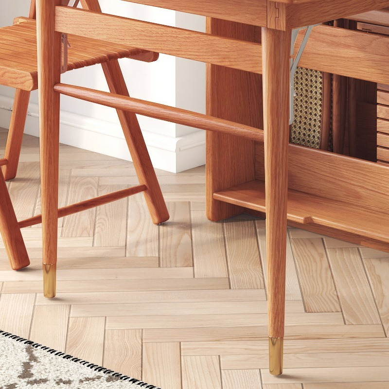 Japanese-style foldable dining table, household small apartment modern minimalist rectangular solid wood dining table and chair combination.-Smart-Living