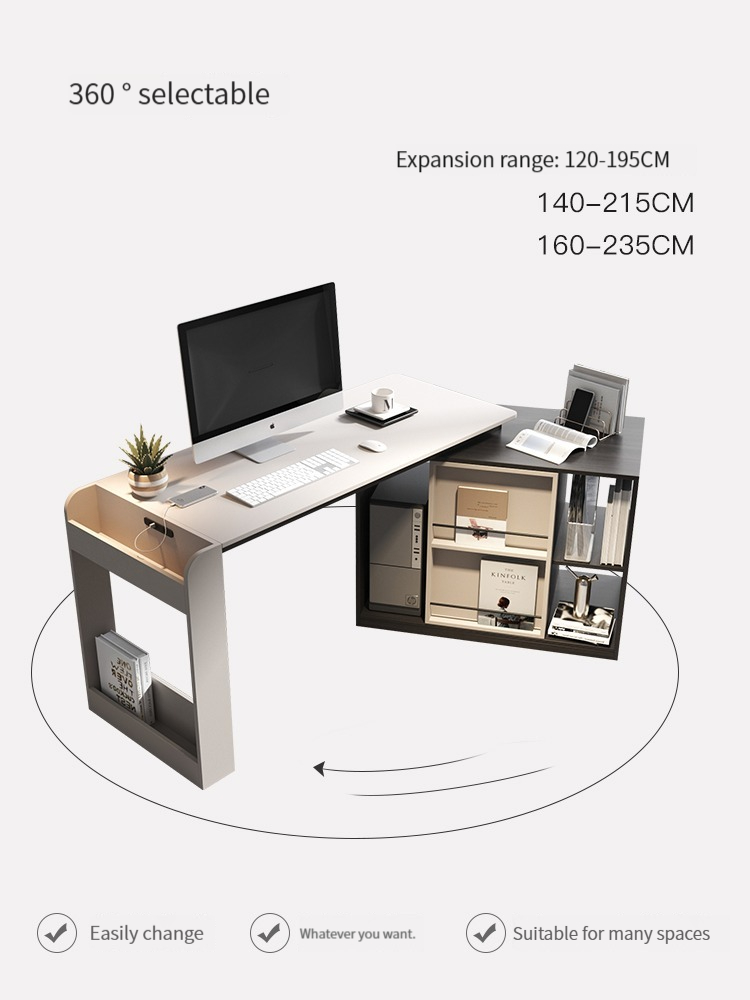 Nordic-style luxury corner desk, double-person small apartment office desk, desktop computer desk combination, study writing desk integrated.-Smart-Living