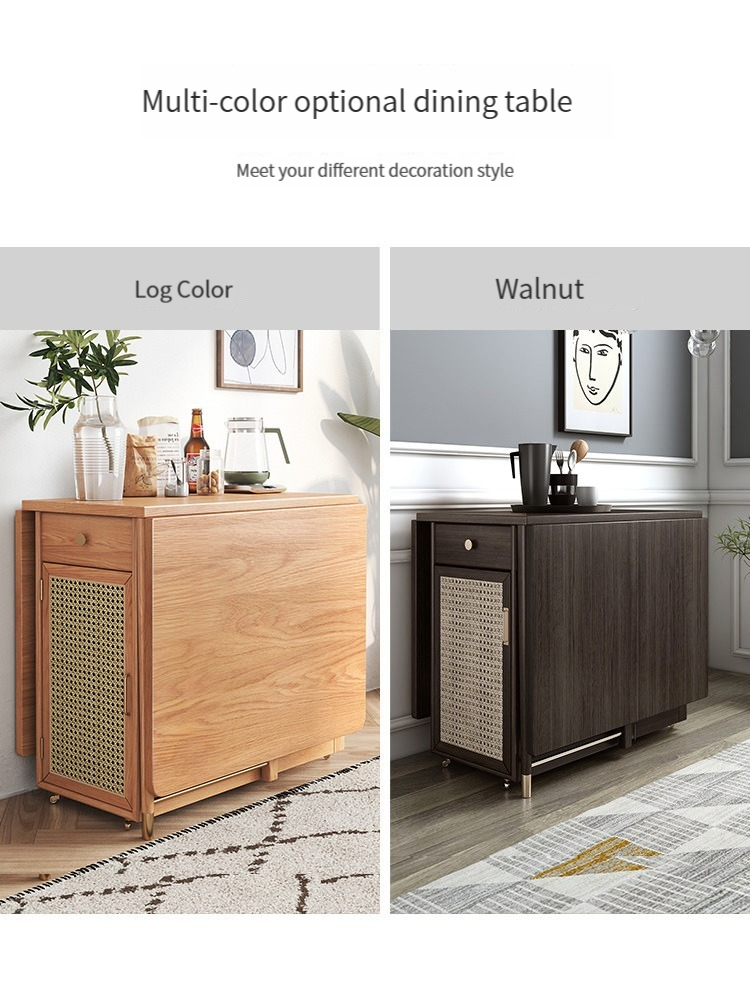 Warners Scandinavian storage table and chairs folding dining table solid wood legs small household home simple senior rectangular dining table-Smart-Living