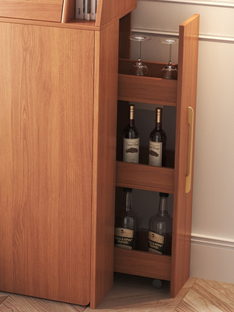 Modern minimalist folding bar table and dining table combination Nordic household small-sized living room divider high-footed table with storage wine cabinet-Smart-Living