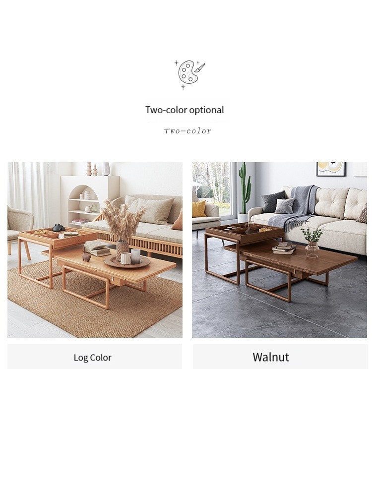 [Showroom display sample]Huanas multifunctional lifting coffee table dining table dual-use folding creative small household solid wood legs coffee-Smart-Living