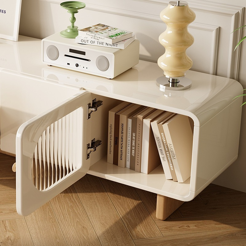 Cream style TV cabinet, living room, small household type, new storage, high-end feel, natural wood coffee table, TV cabinet combination-Smart-Living
