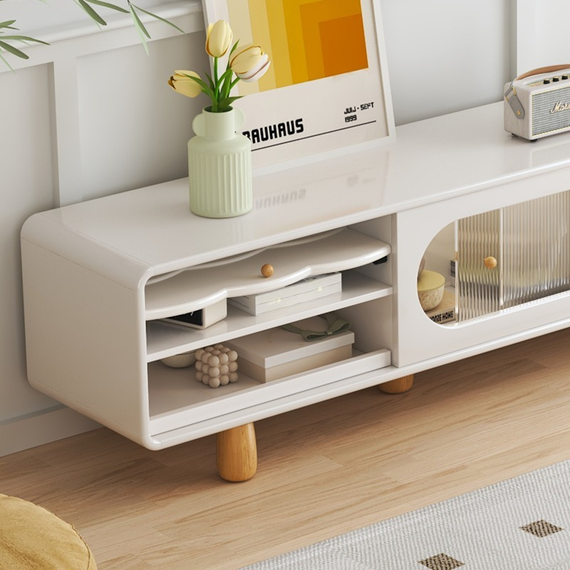 Cream style TV cabinet, living room, small household, simple and modern 2023 new high-end coffee table and TV combination-Smart-Living