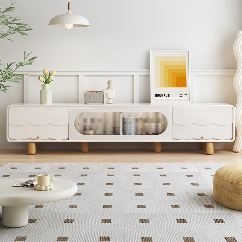 Cream style TV cabinet, living room, small household, simple and modern 2023 new high-end coffee table and TV combination-Smart-Living