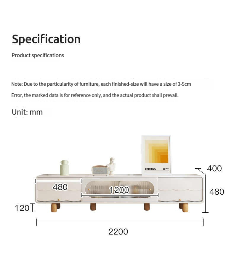 Cream style TV cabinet, living room, small household, simple and modern 2023 new high-end coffee table and TV combination-Smart-Living