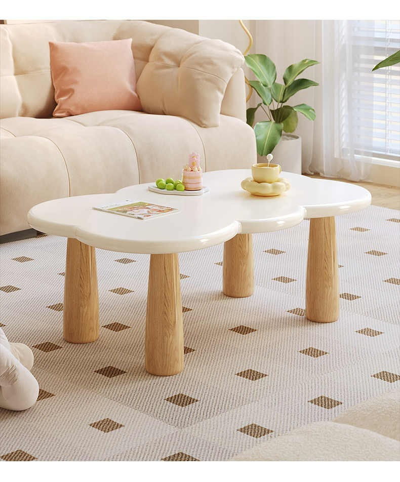 Cream style coffee table, small living room, modern and minimalist household, 2023 new internet celebrity creative irregular cloud coffee table-Smart-Living