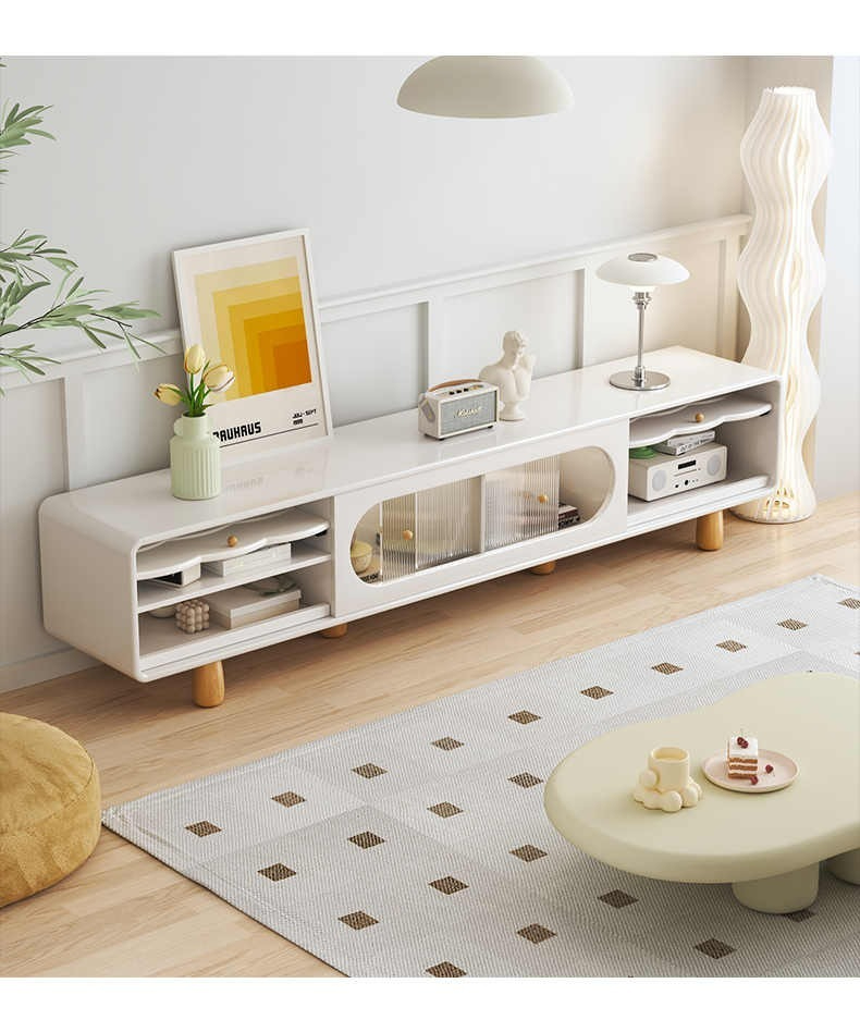 Cream style TV cabinet, living room, small household, simple and modern 2023 new high-end coffee table and TV combination-Smart-Living