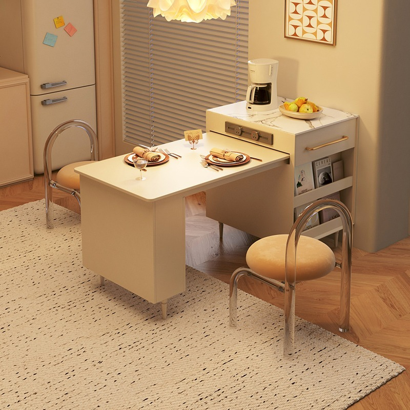 Nordic Rock Plate Island Table Integrated Multifunctional Scalable Household Small Unit Modern Simple Dining Table and Chair Combination-Smart-Living