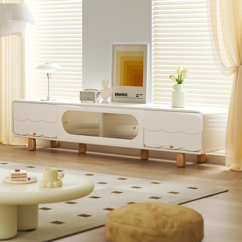 Cream style TV cabinet, living room, small household, simple and modern 2023 new high-end coffee table and TV combination-Smart-Living