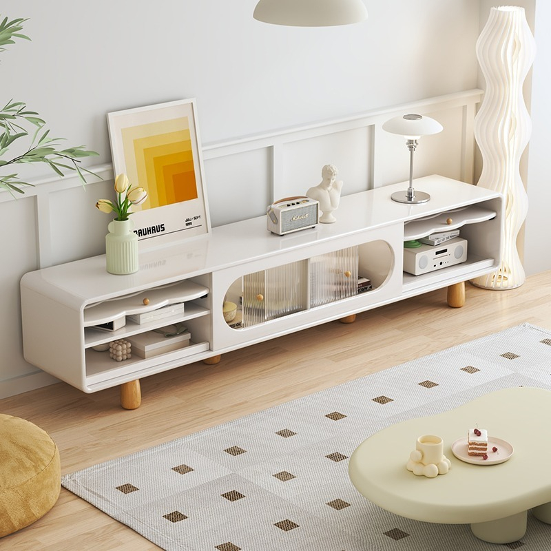 Cream style TV cabinet, living room, small household, simple and modern 2023 new high-end coffee table and TV combination-Smart-Living