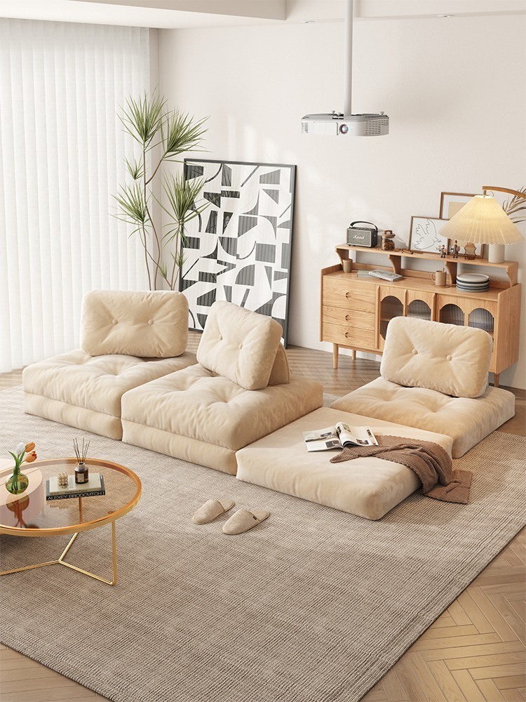 Butter Tofu Block Lazy Cloth Sofa Living Room Simple Small House Single Module Technology Cloth Sofa Removable and Washable-Smart-Living