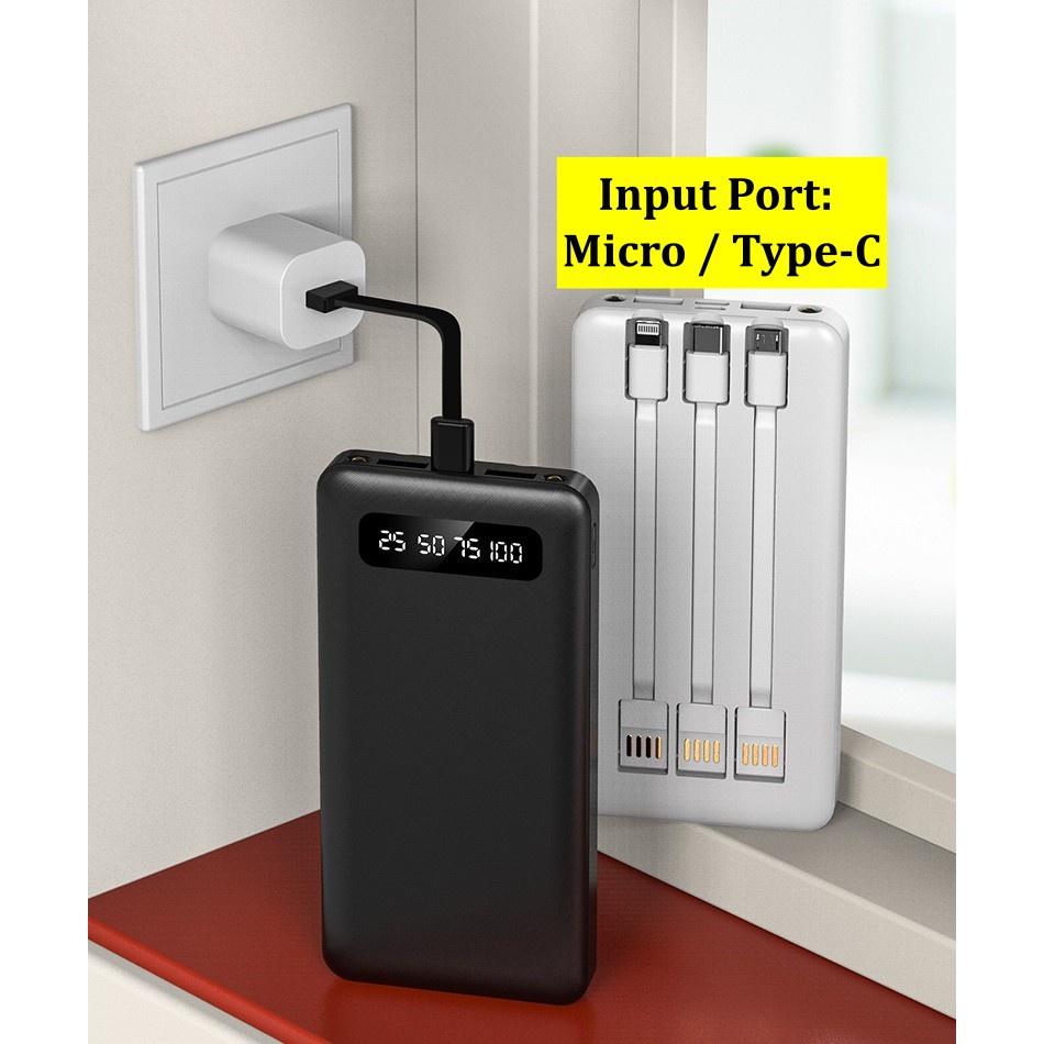 ISKY Power Bank 10000 mAh / 20000 mAh with 3 Cable Portable LED Display-Smart-Living